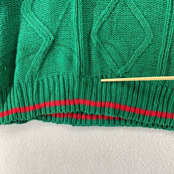 FRENCH NAVY Sweater Mens L Ramie Cotton Cable Jumper Pullover Green HK VTG - Picture 13 of 15